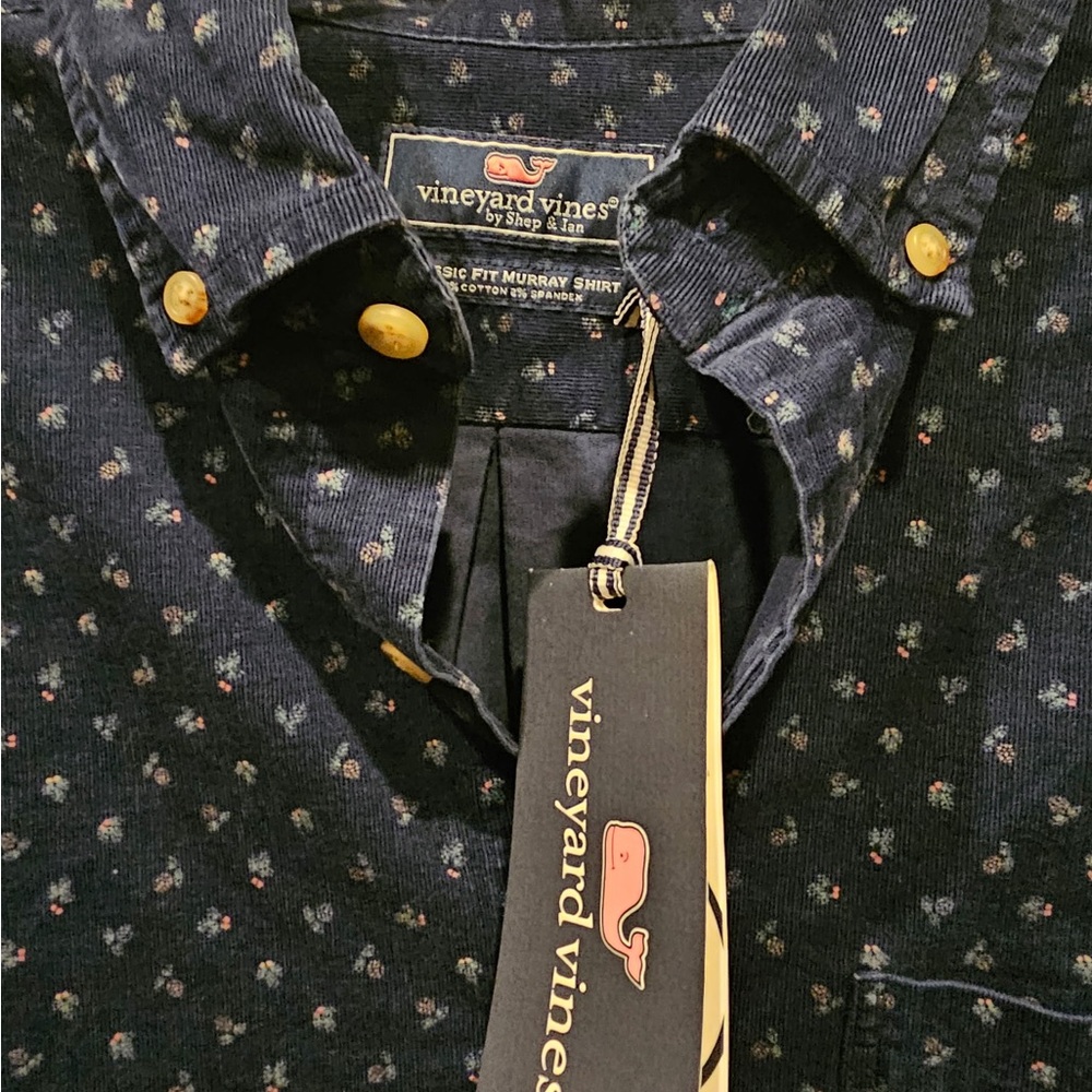 Vineyard Vines Men's Navy Shirt Corduroy Classic Murray Size L